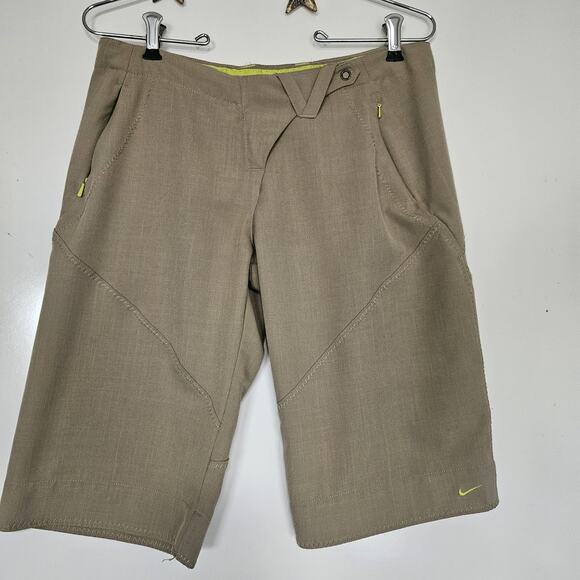 Nike Womens Bermuda Golf Shorts Size 4 Zip Pockets Zig Zag Stitch Dri Fit Classy - Picture 1 of 13